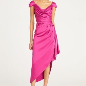 $695 NWT Theia “Ellery” Cowl Neck Draped Gown in Raspberry Sz 4